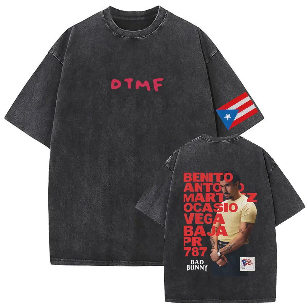 

Washed Vintage Rapper Bad Bunny Graphic T-shirt Debi Tirar Mas Fotos DTMF Merch T Shirt Men Women Hip Hop Fashion Loose T-shirts