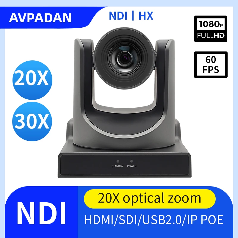 

NDI|HX Ptz Camera 20x 30x Video conference camera 60FPS HDMI SDI IP POE for live streaming Church Business Meeting