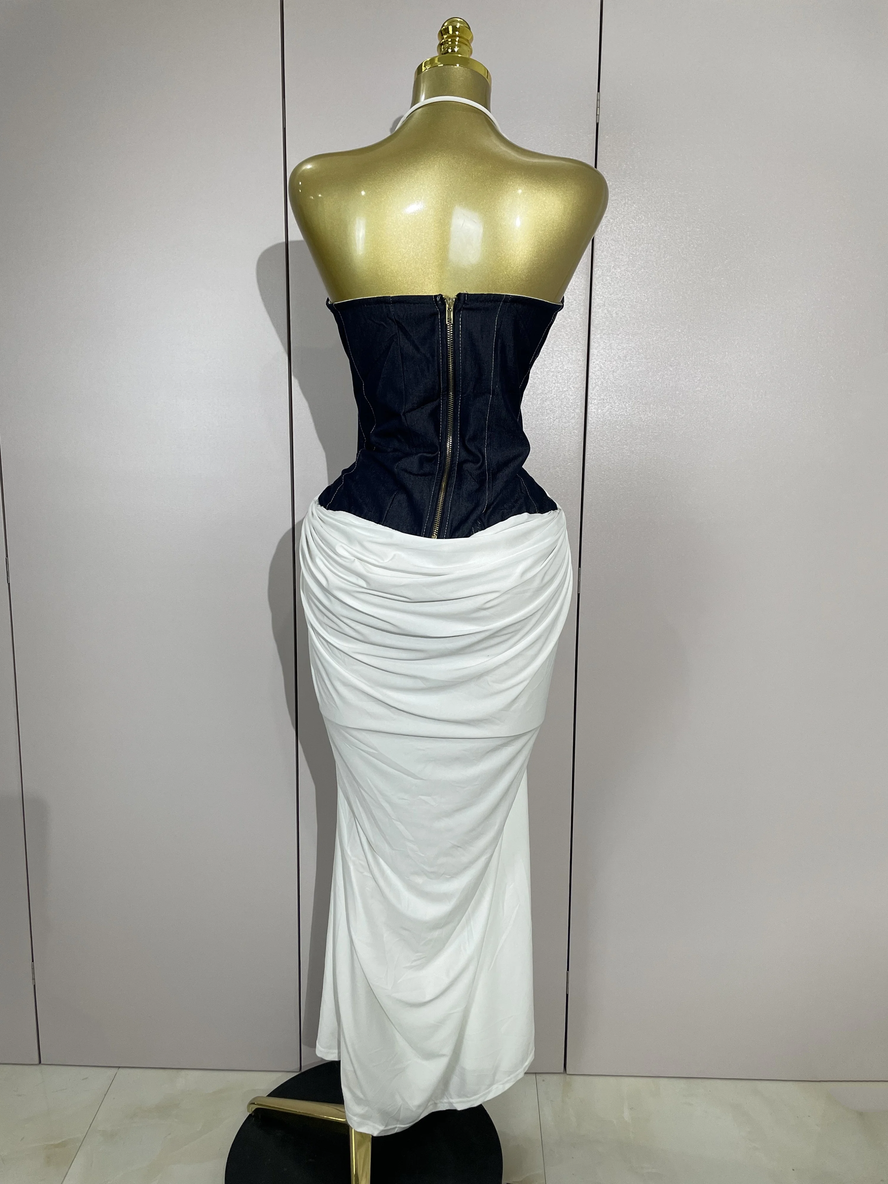 Elegante sexy sem costas halter frente fenda maxi vestido longo 2025 feminino festa à noite clube vestido de luxo aniversário casamento convidado vestido