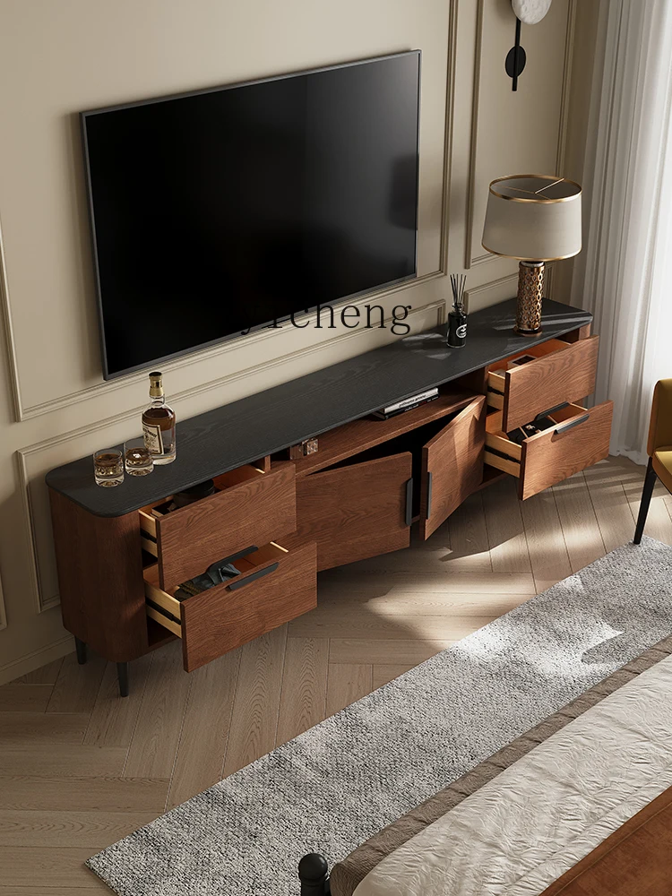 XL Retro Solid Wood TV Cabinet Ultra Narrow Bedroom Bed Front Cabinet Living Room High TV Stand