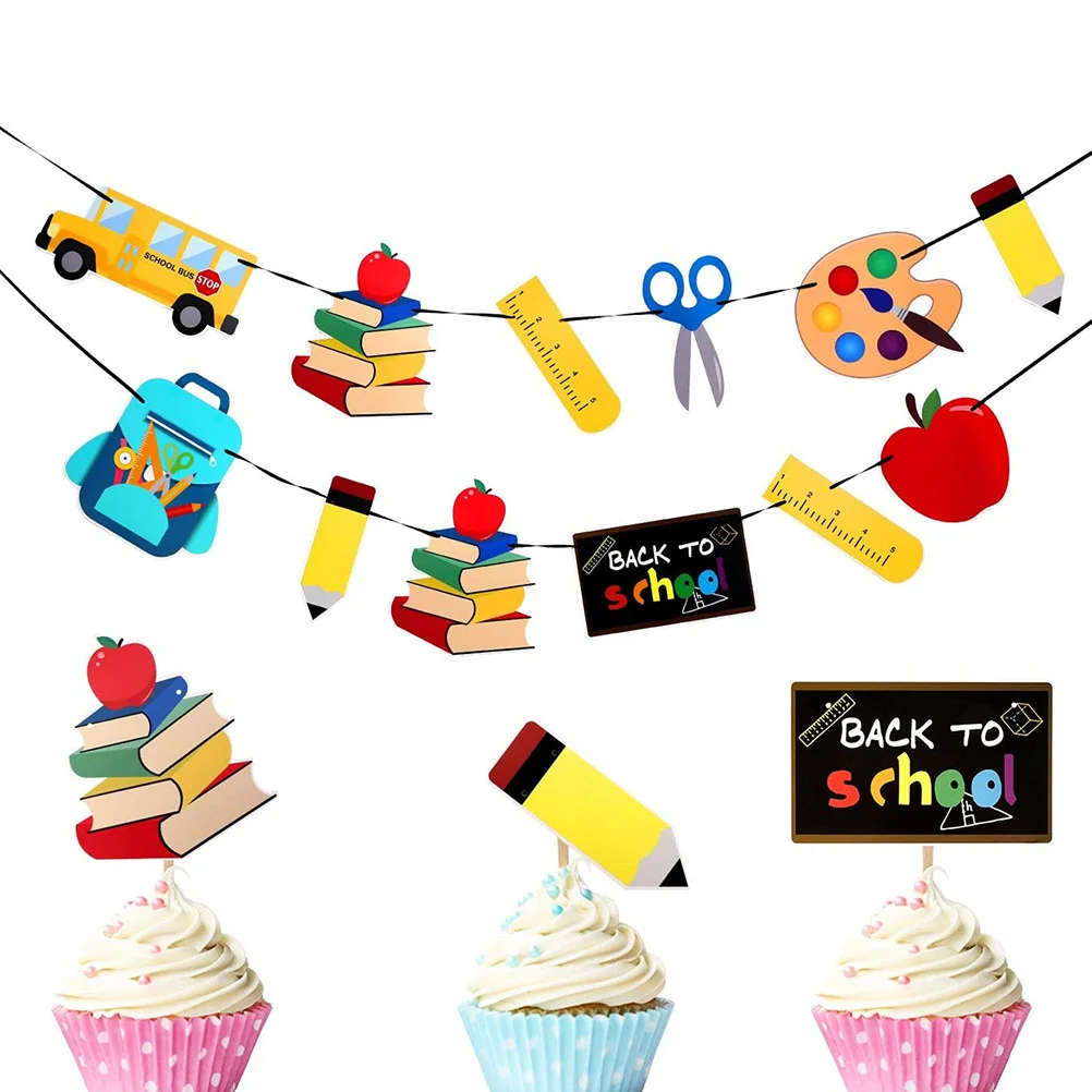 

9pcs Classroom Decoration Hangings Pull Flags For School Party Wall Door Window Decor Back To School Banners Hanging Ornaments