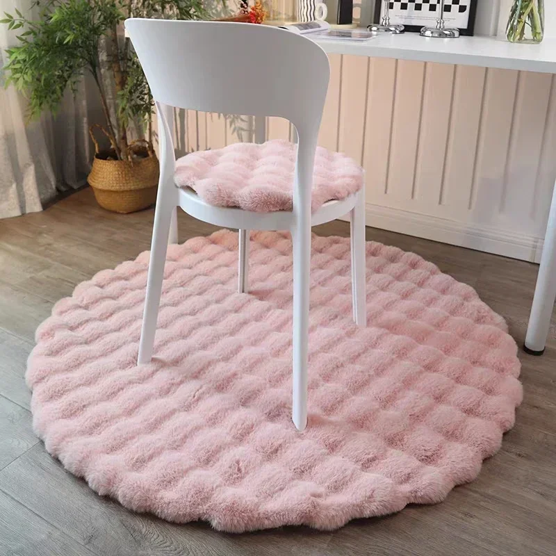 Plush Shaggy Round Carpets for Living Room Cute Circle Kids Rug Soft Fluffy Bedroom Bedside Rugs Non-slip Floor Mat Chair Mats