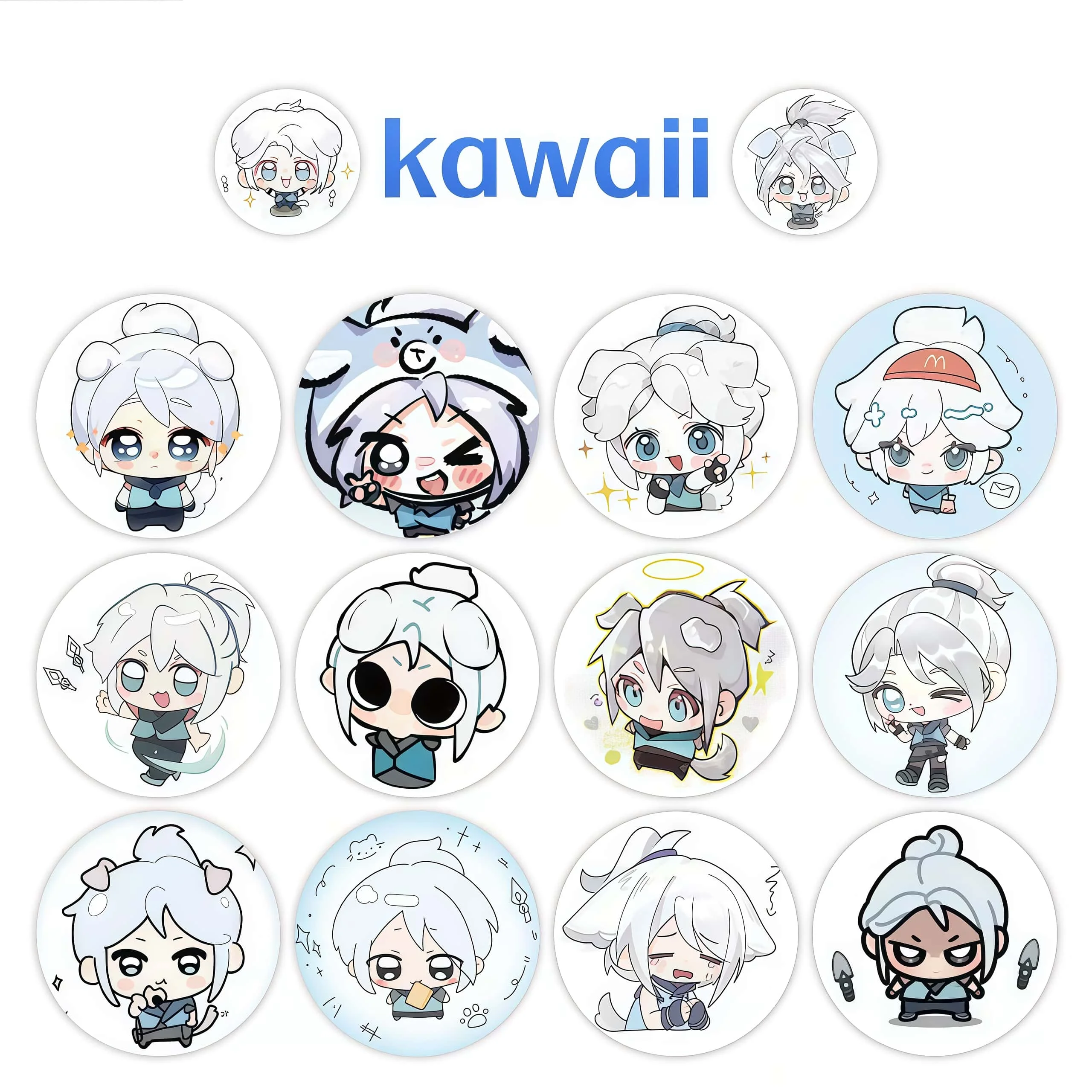 500Pcs Valorant Jett Round Sticker Roll, Cute Chibi Multi-expression Jett Labels for Packaging Journal Game Fan DIY Decor