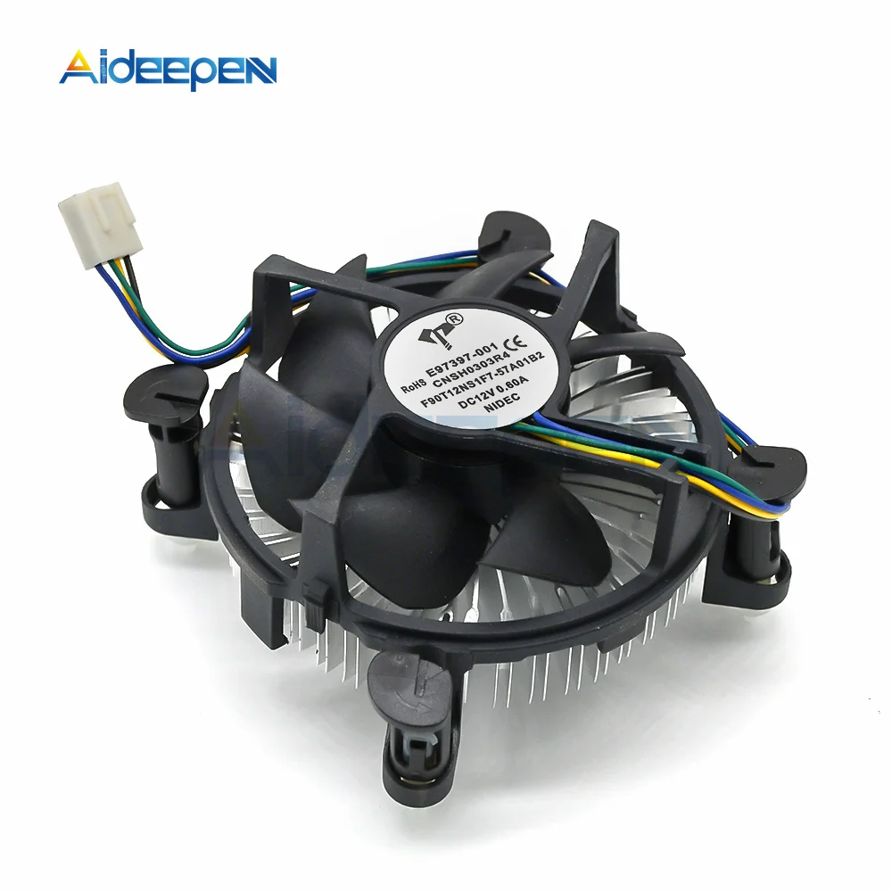 E97397-001 12V 0.6A CPU Radiator i3 i5 i7 Universal Quiet Computer CPU Hydraulic Fan 90mm CPU Fan with Heat Sink Radiator