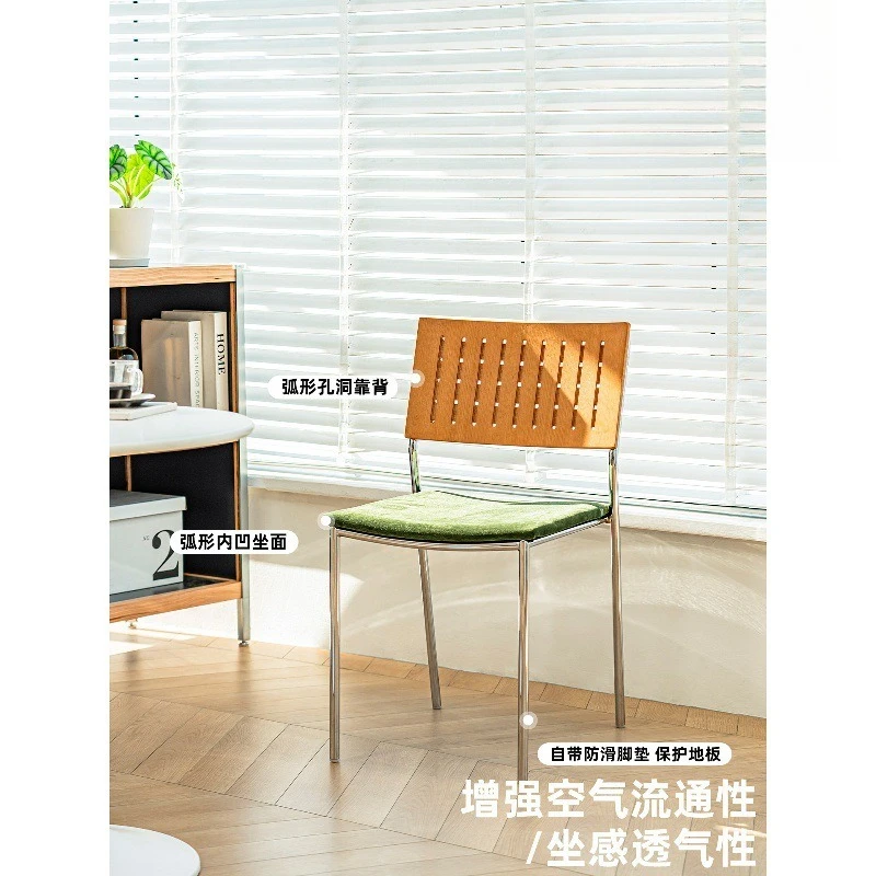 Lazy space retro light luxury dining chair creative stackable home soft bag chair casual hollow back chair