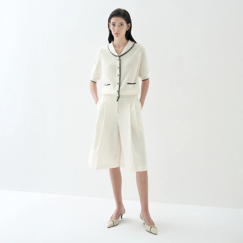 

Casual Cotton Short Pants Women's Lightweight Five-Quarter Straight Leg Pants Summer New Style Simple And Natural Style