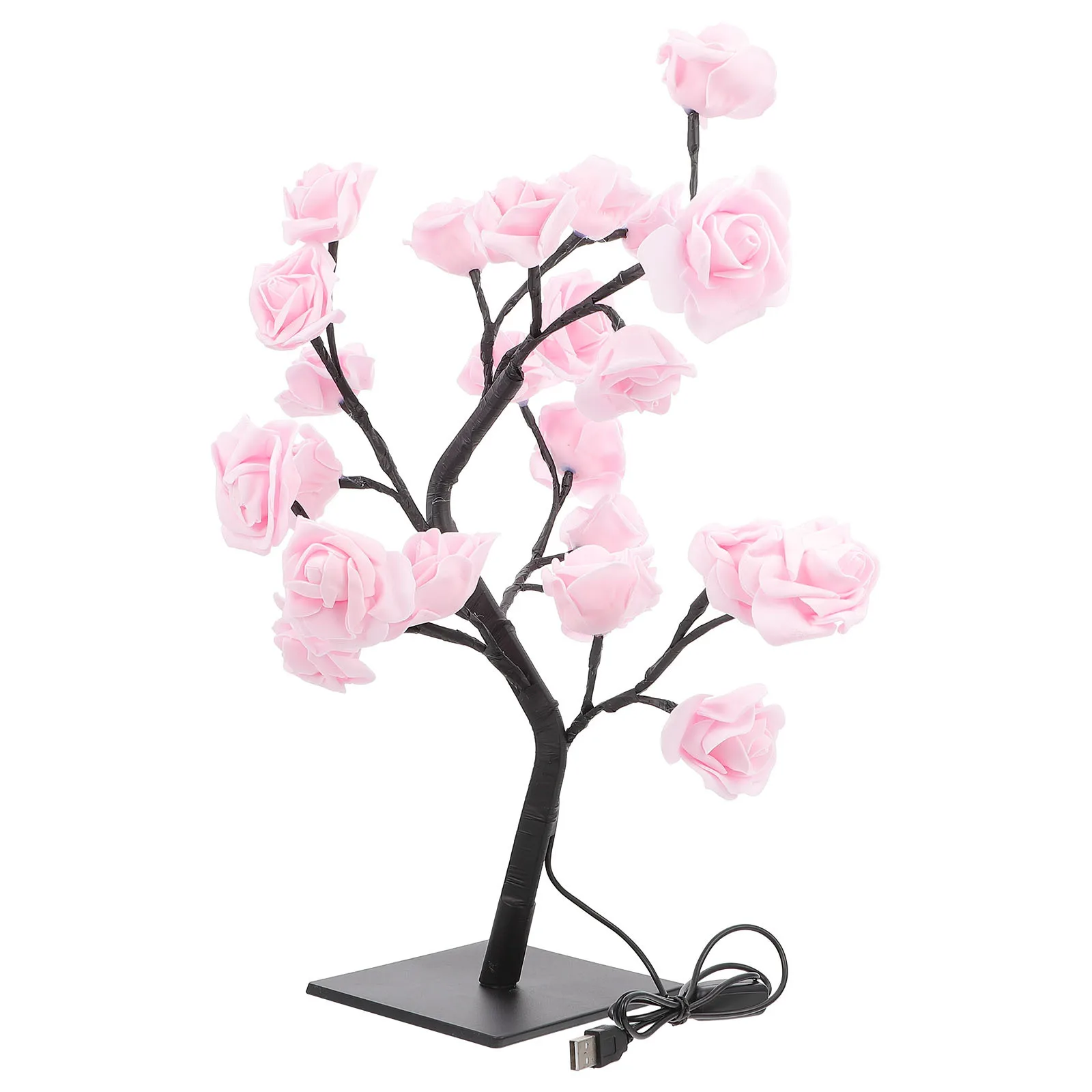 

Usb Night Light Led Rose Tree Shape Lamp Romantic Bedroom Decorative Light For Home Desktop Tabletop Warm Atmosphere