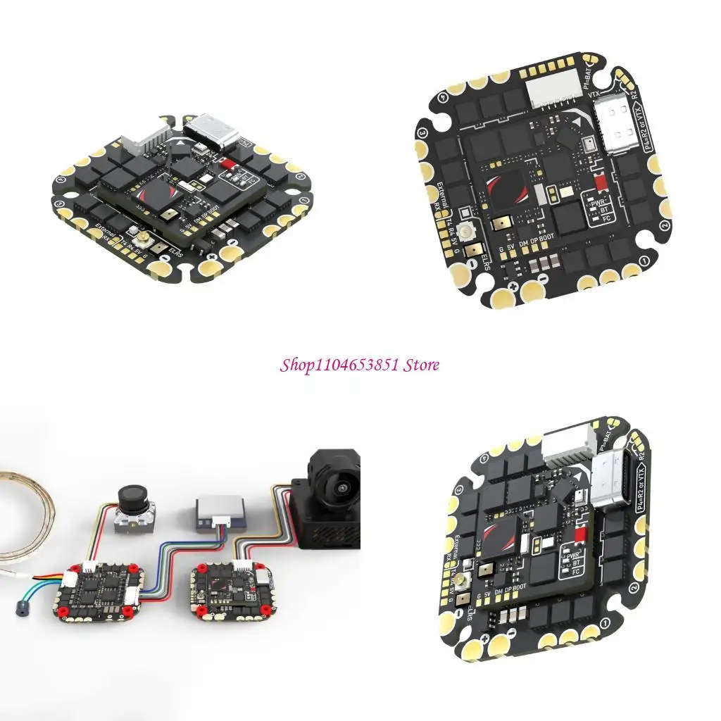 Quadcopter Flight Controller Board 36X36Mm for Center Stack Assembly, Service Port, Connection Labels, ELRS Ready Layout, 45A