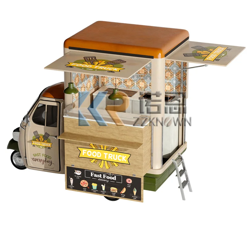 في الهواء الطلق بيتزا الهوت دوج عربة الشارع الخبز مخبز بيع أكشاك 3 عجلات الكهربائية المتنقلة القرد الغذاء شاحنة خمر عربة تقديم مأكولات