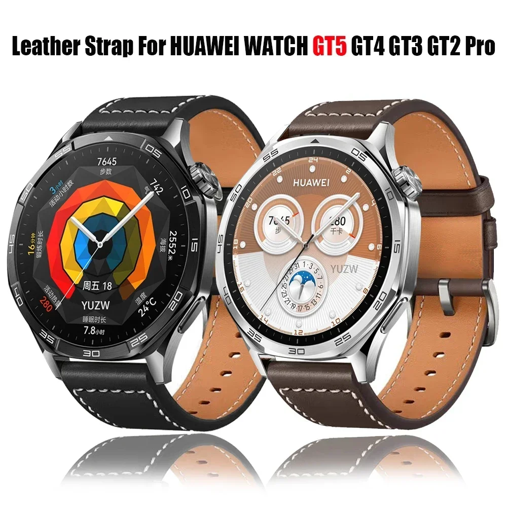 22mm 20mm Leather Band For HUAWEI Watch GT5 GT4 46mm GT3 2 Pro WATCH 4 Pro Bracelet For HONOR Watch 4 GS 3i SE MagicWatch Strap