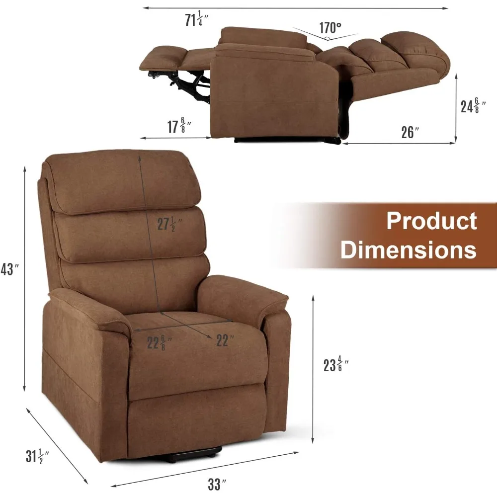 Dual Motor Electric Power Recliner Lift Chair Electric Recliner,Heated Vibration Massage Sofa with Side Pockets & Remote Control