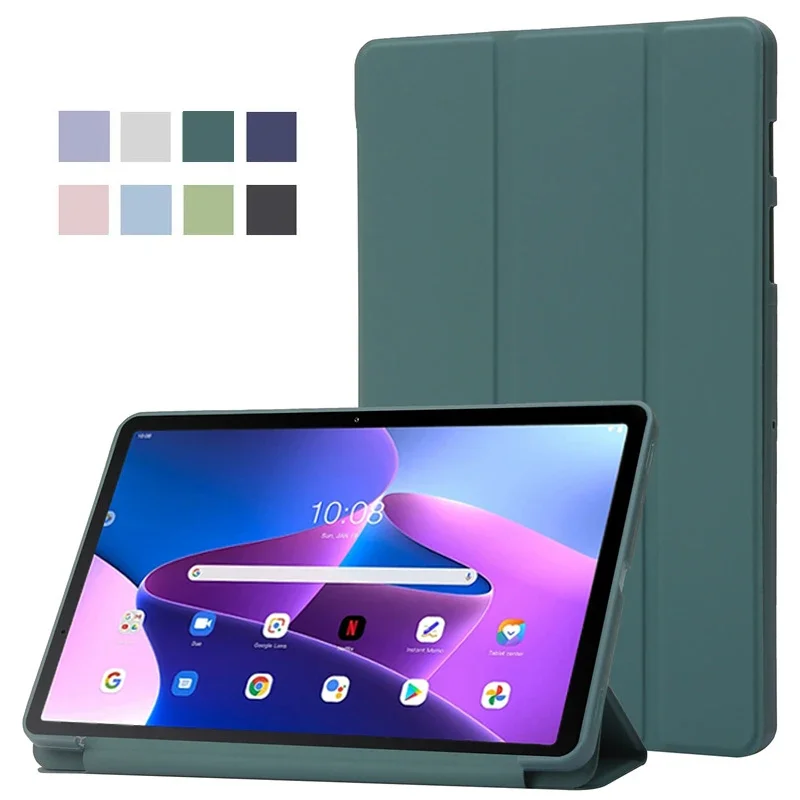 

For Lenovo Tab M10 Plus 3rd Gen Case 10.6" Trifold PU Leaher Soft Back Stand Tablet For Xiaoxin Pad 2022 Case tb125fu tb128fu