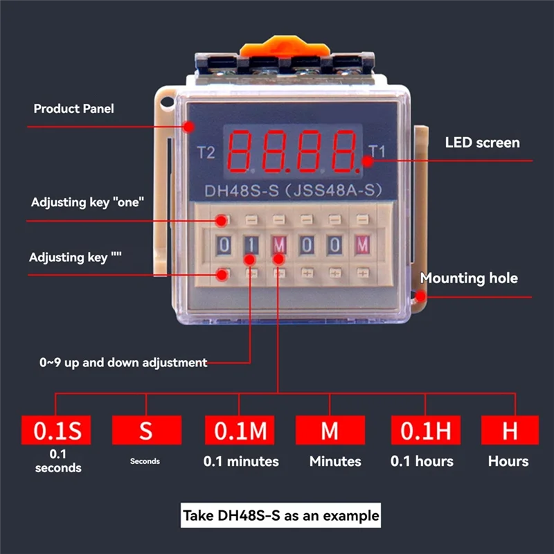 

【Горячий торт】DH48S-S 12 В Реле времени AC/DC 12 В 24 В 36 В 110 В 220 В 380 В Повторный цикл с розеткой Срок DH48S Время задержки с основанием