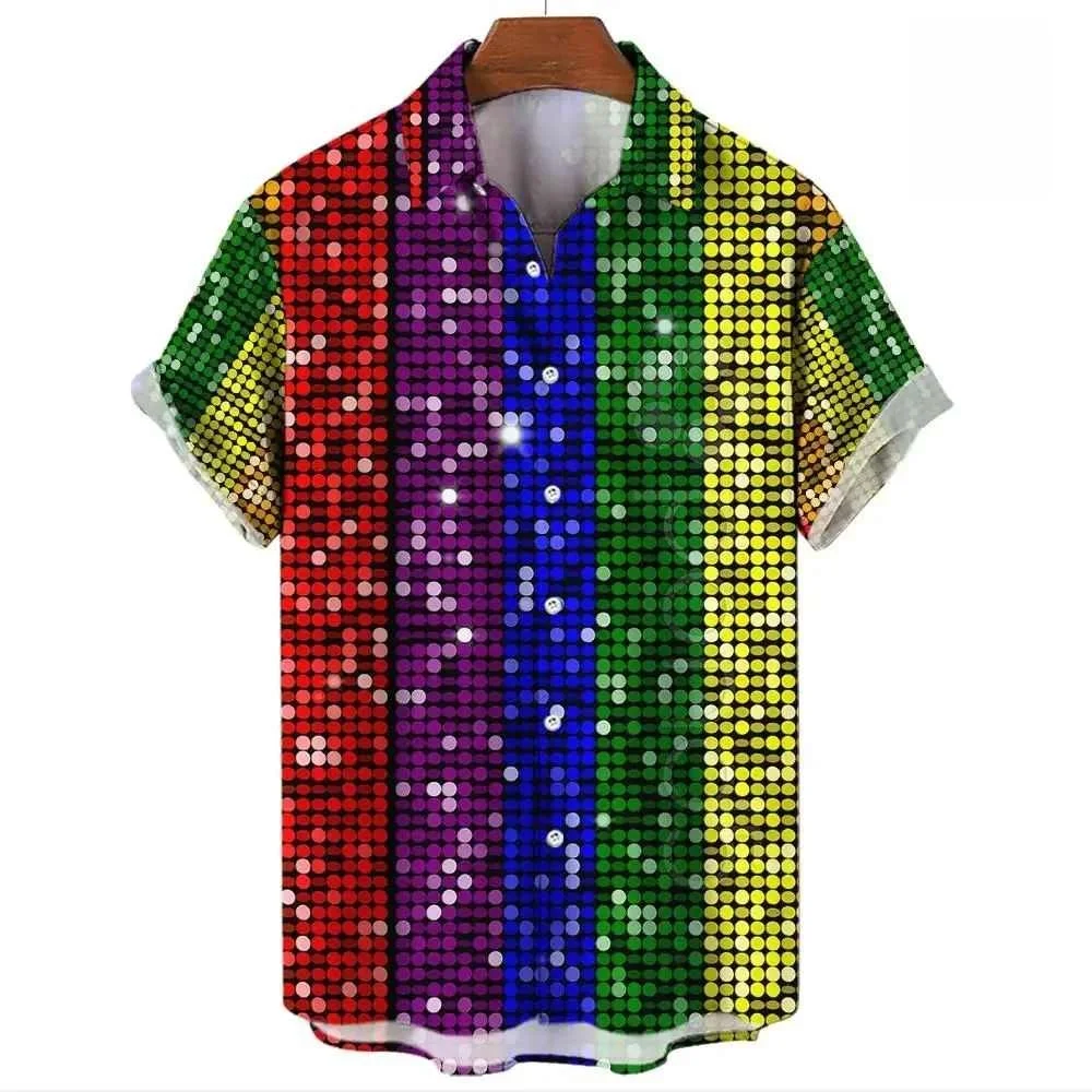 

Digital Print ort Sve Plaid irt 3D Printed Casual Faion Men's irt Cotton Material Comfortable Breathable Autumn Wear