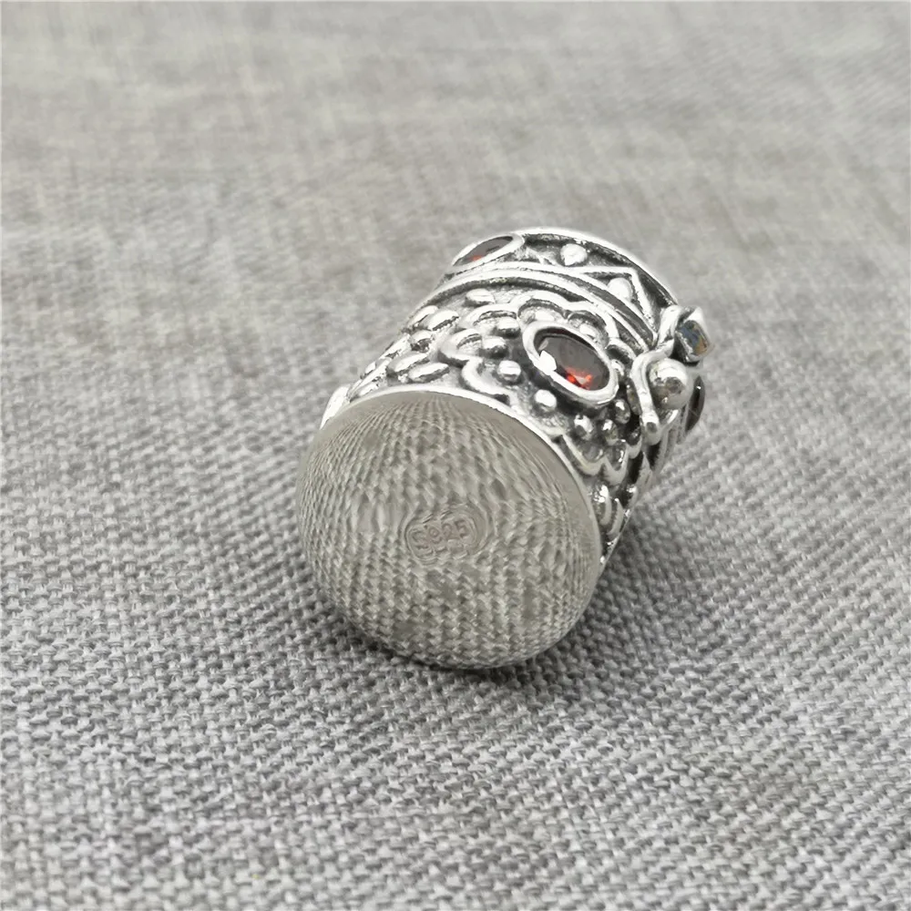 Sterling Silver Flower Locket Pendant w/ Garnet 925 Silver Wish Memory Prayer Box