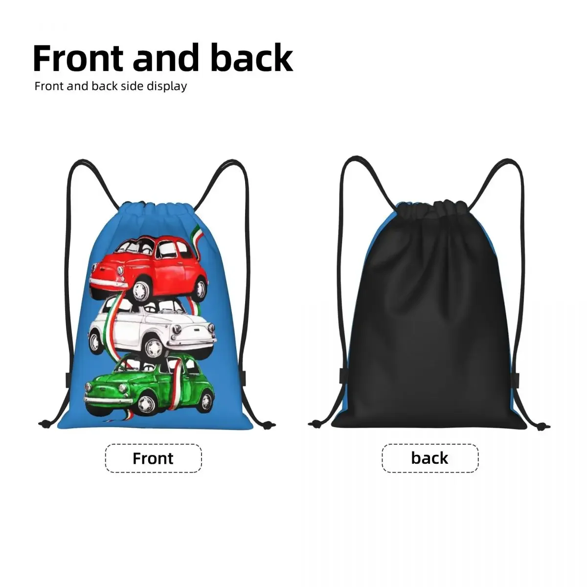 Vintage Italy Flag Car Drawstring Backpack Bags Women Men Lightweight Italian Pride Gym Sports Sackpack Sacks for Shopping