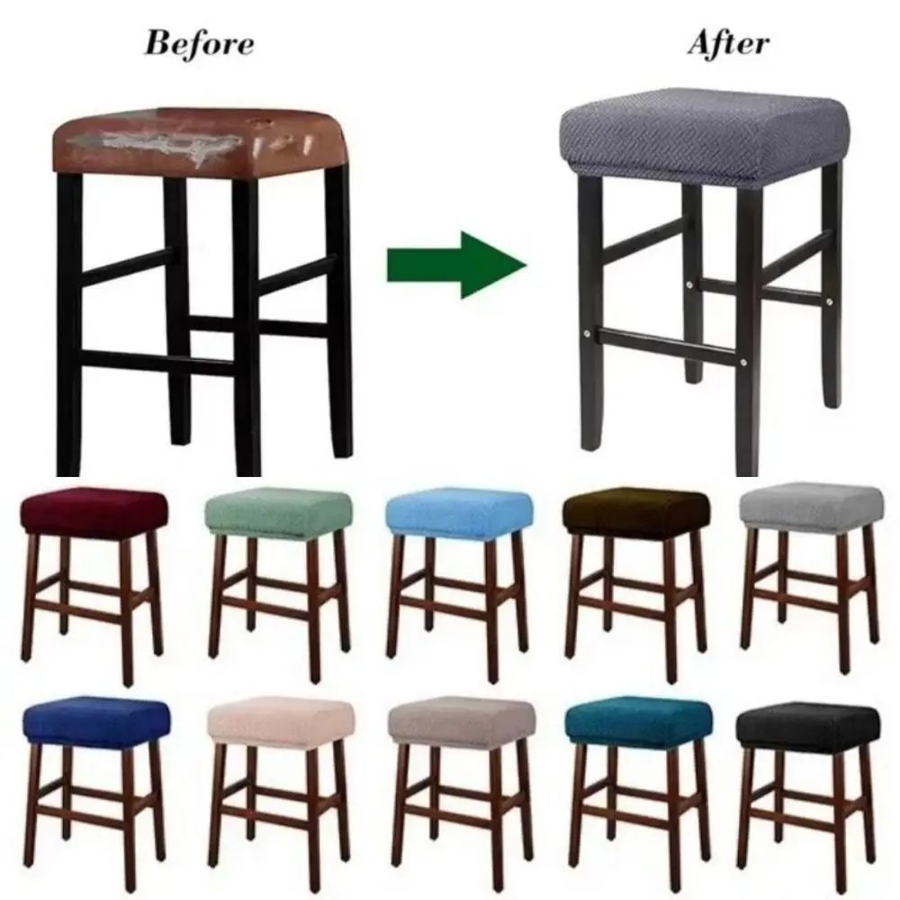Stretchable Bar Stool Covers Square Anti-dirty Chair Seat Slipcover Removable Dust-proof Saddle Seat Covers Bar Stool Use