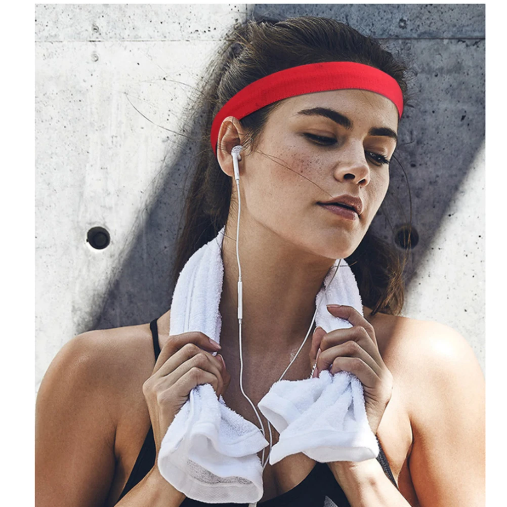 

5Pcs Sports Headband Elastic Sweatband Anti-Slip Yoga Running Workout Head Wrap for Fitness Exercise Headband Sweatband