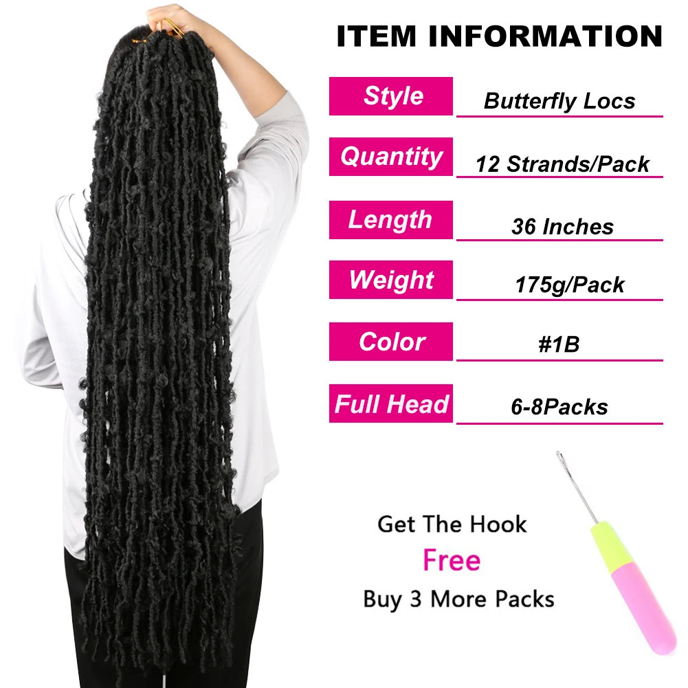 Extra Long 36 Inch Butterfly Locs Crochet Hair Distressed Butterfly Locks Crochet Braids Messy Soft Faux Locs Pre Looped