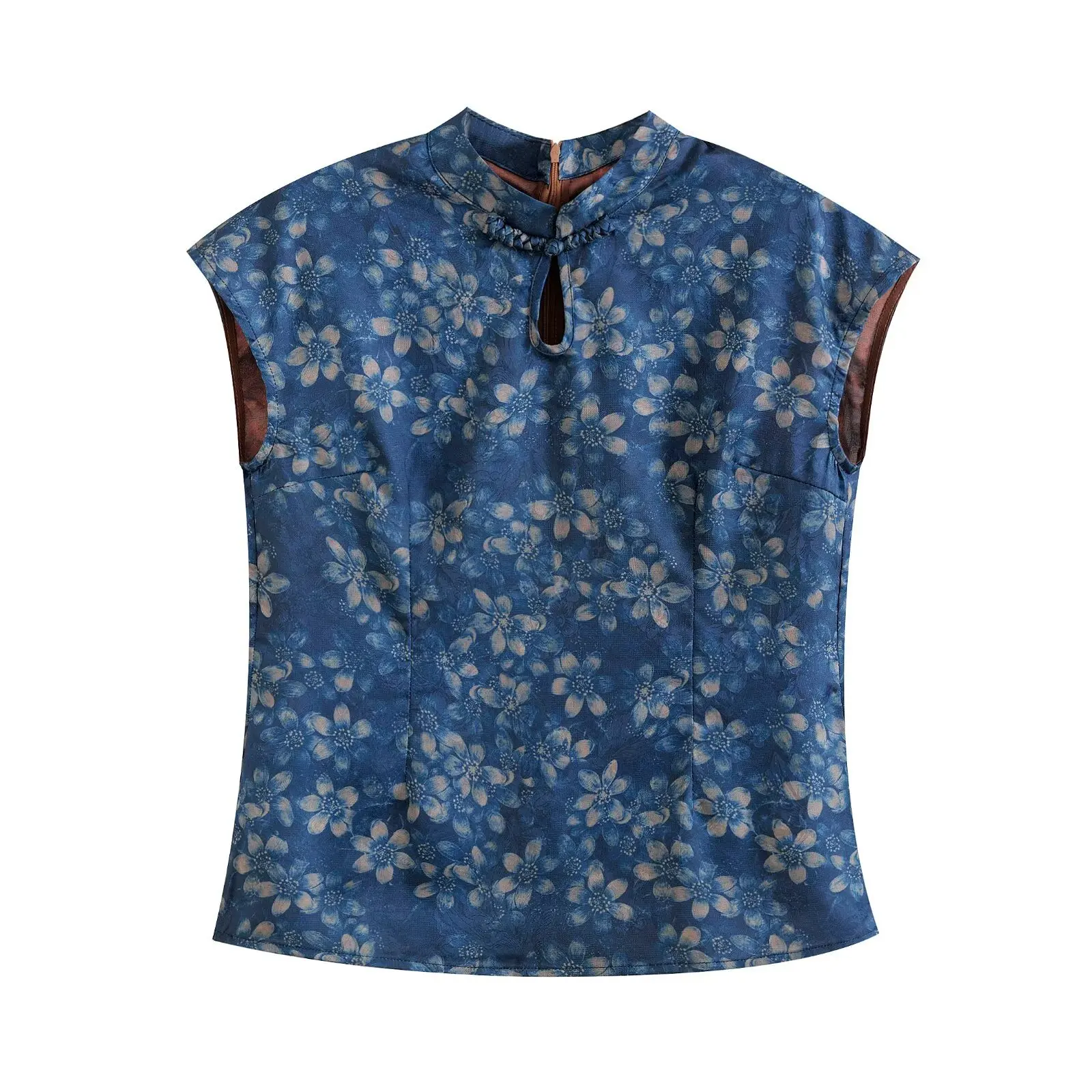 

Лето 2021, новый стиль, новый китайский стиль, пуговицы, уникальный ретро-стиль, модная рубашка с короткими рукавами и воротником-стойкой с принтом