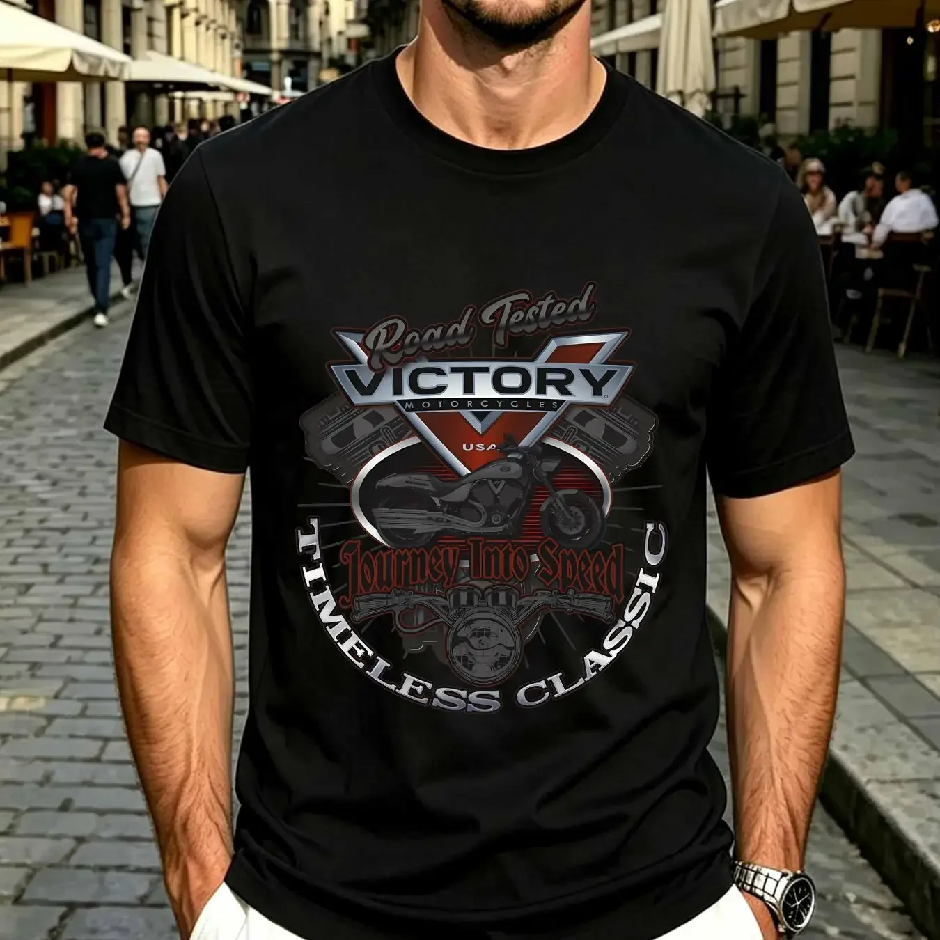 washed T Shirt Victory Motorcycles Softstyle vintage Washed Stretched Stylish Breathable Unisex Versatile Slightly streetwear