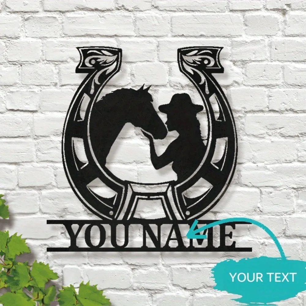 1pc Customizable Equestrian Metal Wall Art Horse Female Rider Silhouette No Power Farm Decor Gift For Horse Lovers