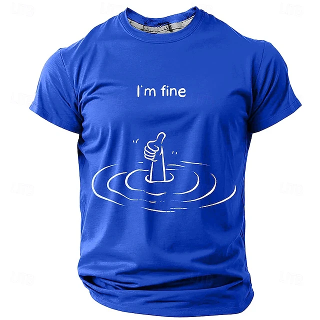 

Funny Graphic Letter I'm Fine 3d Print Simple Men Women Daily Tshirt Summer Casual Trend Short Sleeve Loose Breath Tees Y2k Tops