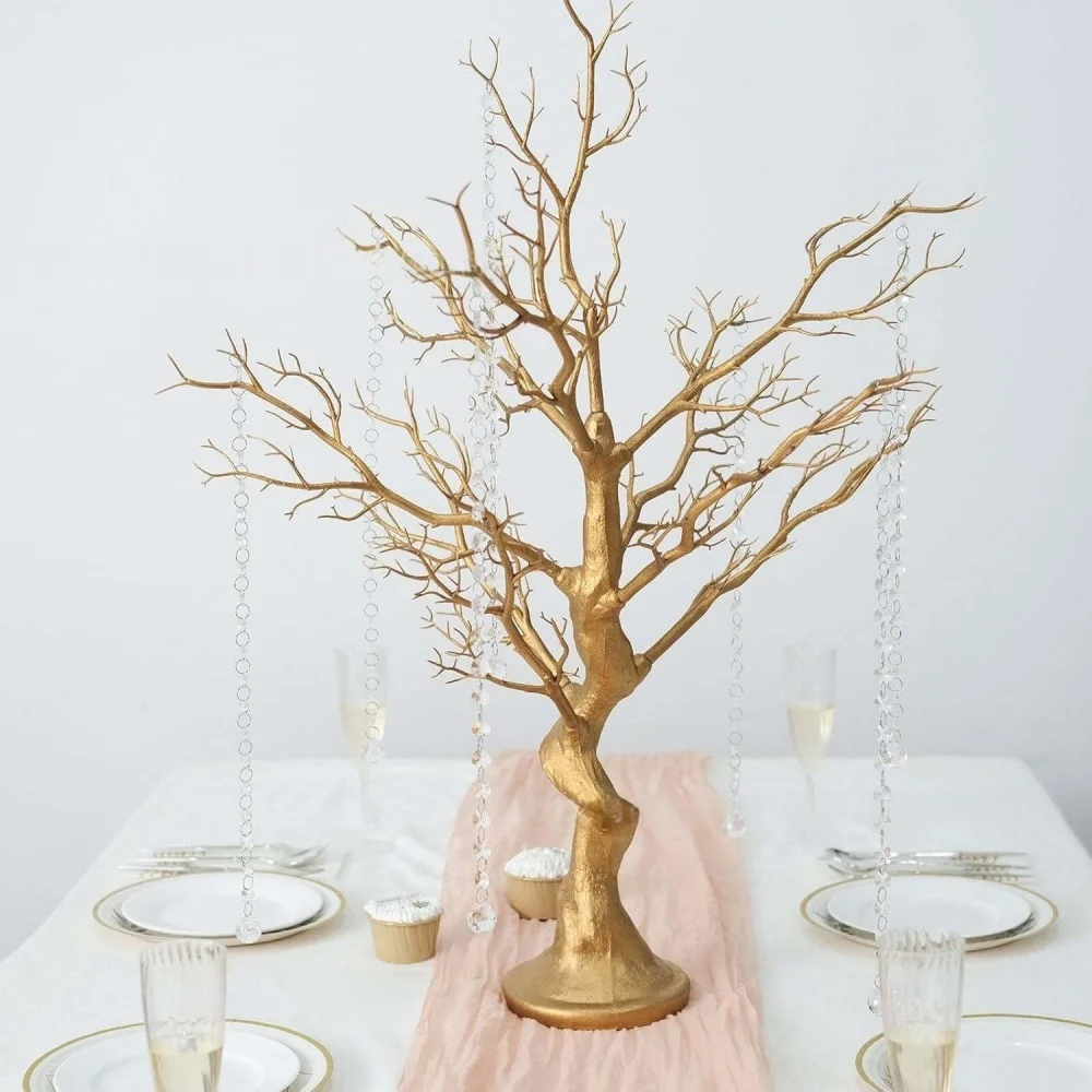 

34inch Golden Branch Tree Ornament Wedding Decoration Sparkling Tree for Pendant Flowers Decor Christmas Party Table Decor