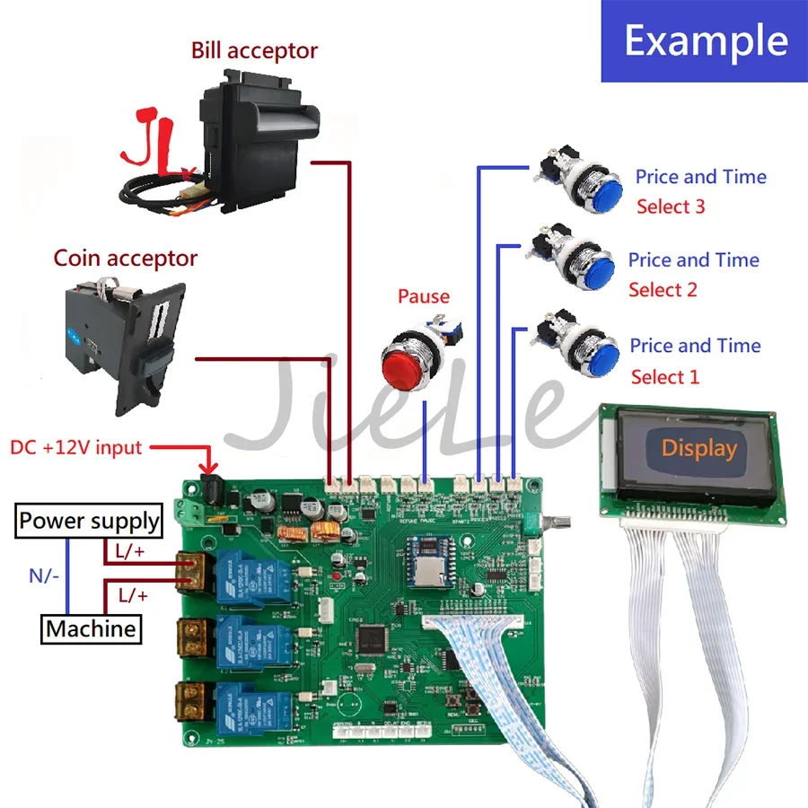 Auto Time Control Device JY-25 LCD Display Timer Board Coin Operated Bill Acceptor for Arcade Game Changer Water Washing Machine