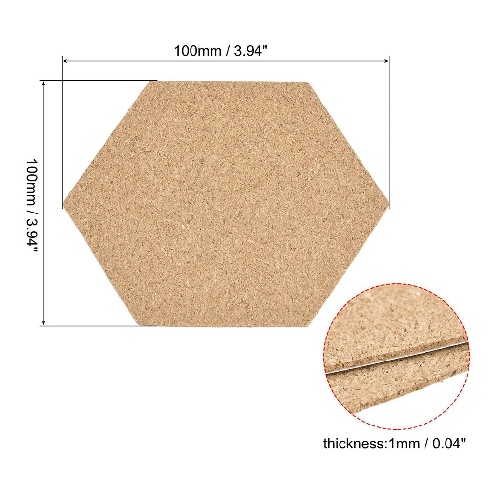 10Pcs Hexagon Cork Stickers Cup Mat Pad Adhesive Backed Wooden Anti-slip Mat Home Table Decor 100X85X1mm