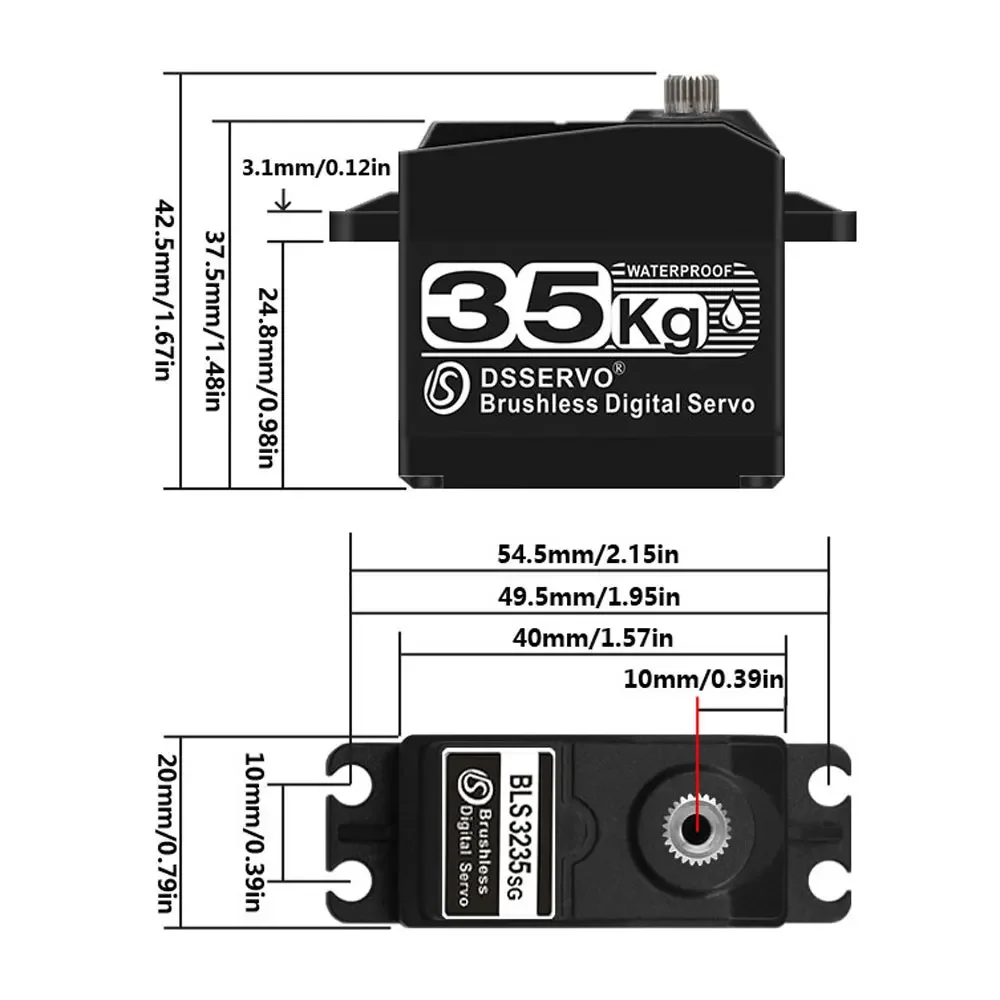 Dsservo BLS3235 Waterproof Digital Servo 35kg Brushless Motor Steel Gear 180/270/360° for 1:8 1:10 1:12 SCX10 TRX4 RC Baja Cars