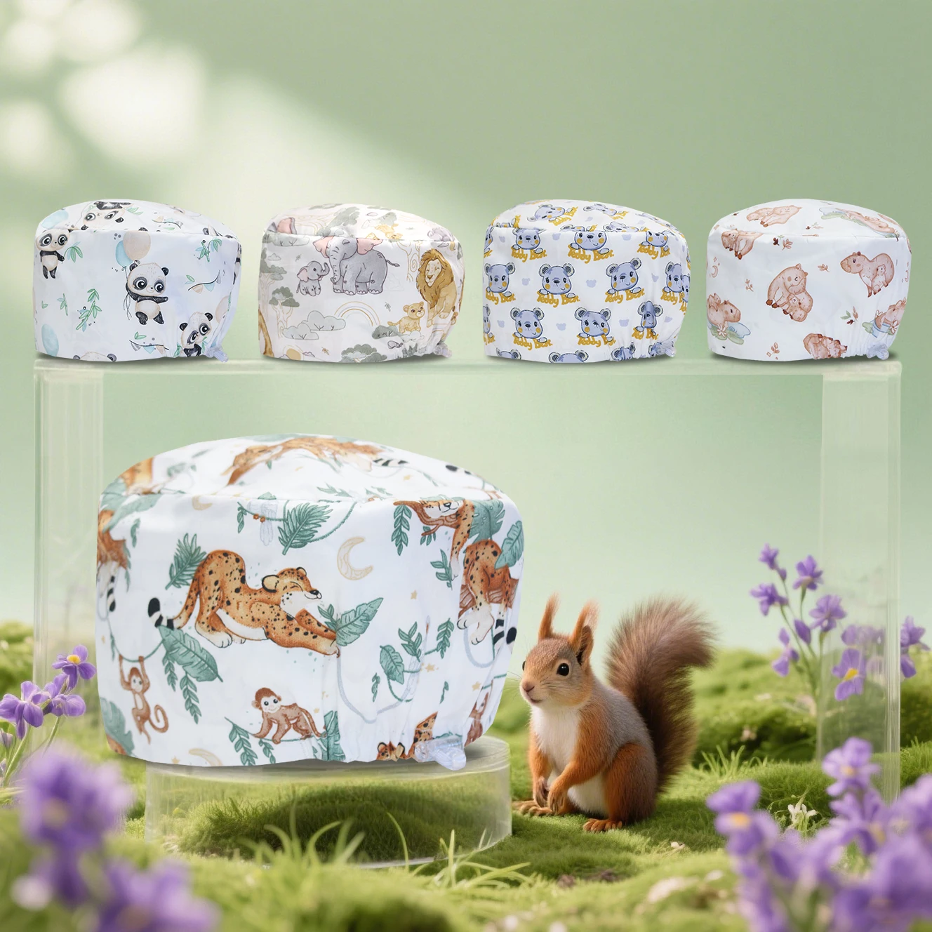 漫画の動物スクラブキャップ医療帽子女性男性歯科医医師看護師病院ヘルスケア外科作業スカルキャップ K1071