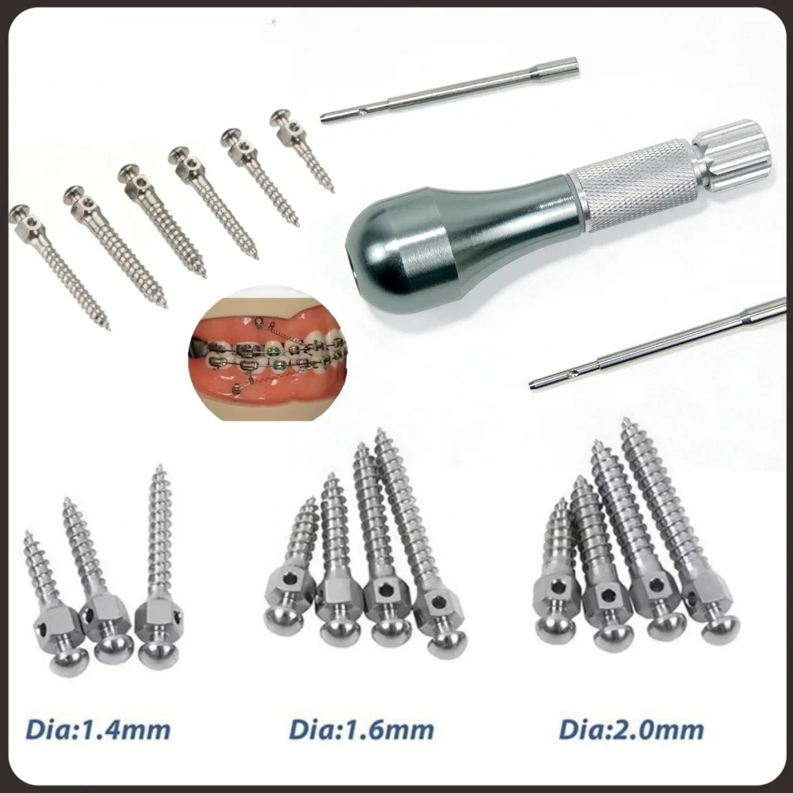 Mini Implants Micro Screw Titanium Orthodontic Screwdriver Matching Tool Device 14 Sizes Hexagonal Wrench Dentistry Lab