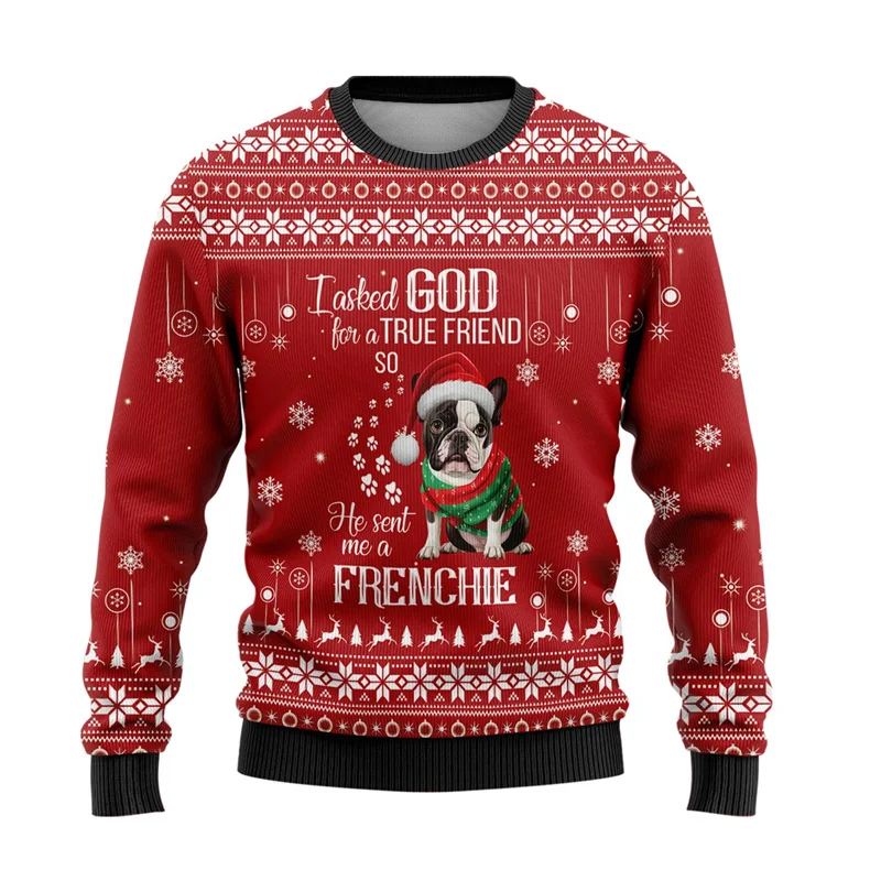 Cute Chihuahua Sloth Graphic Ugly Christmas Sweater For Men Women Clothes Pug Dog Pullovers Unisex Sweatshirt Pet Polyester Tops
