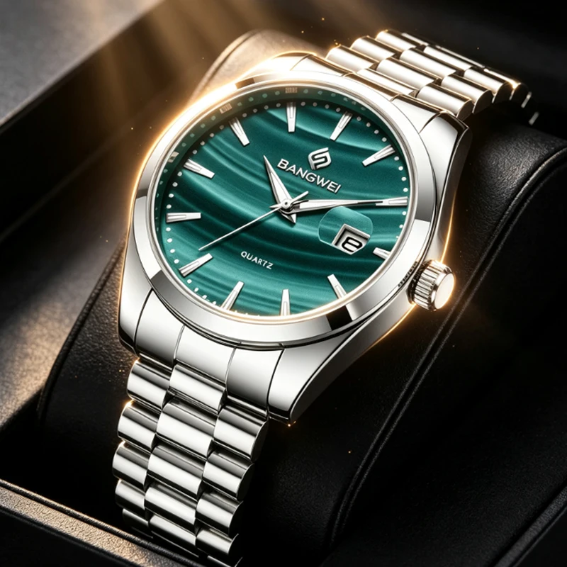 

BANGWEI Luxury Fashion Man Watch Classic Casual Business Waterproof Simple Luminous Calendar Stainless Quartz Watches Male Gifts