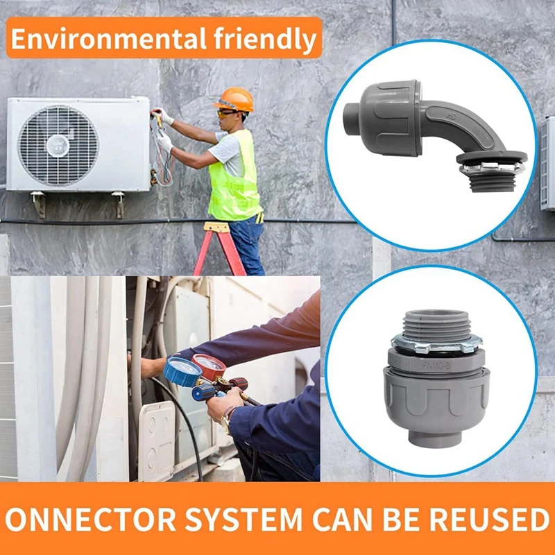 WFF 30 قطعة، 3/4 بوصة موصل ضيق سائل تركيبات قناة كهربائية غير معدنية، قناة مرنة PVC (مستقيمة + 90 درجة)