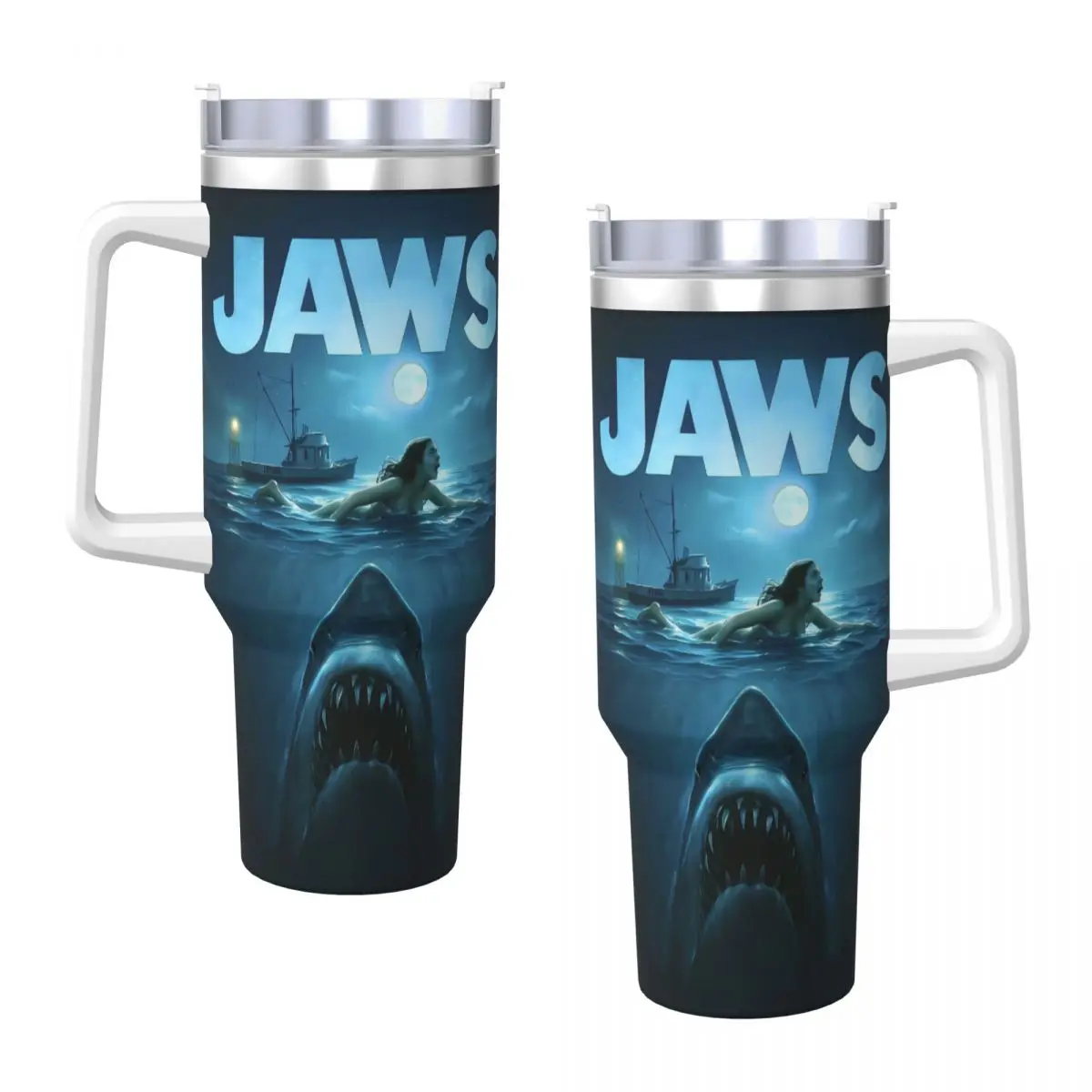 

Stainless Steel Tumbler Jaws 50th Anniversary Mugs Cup With Straws Travelist Hot Drinks Water Bottle Keep Heat 40oz Thermal Cups