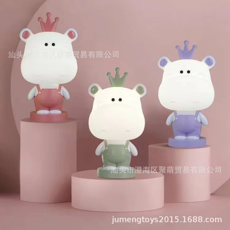 كبير فرس النهر اللمس الجدول مصباح LED منضدية الحيوان ديكور ضوء الليل غرفة نوم الأطفال أباجورة هدايا للأطفال الأطفال الصبي