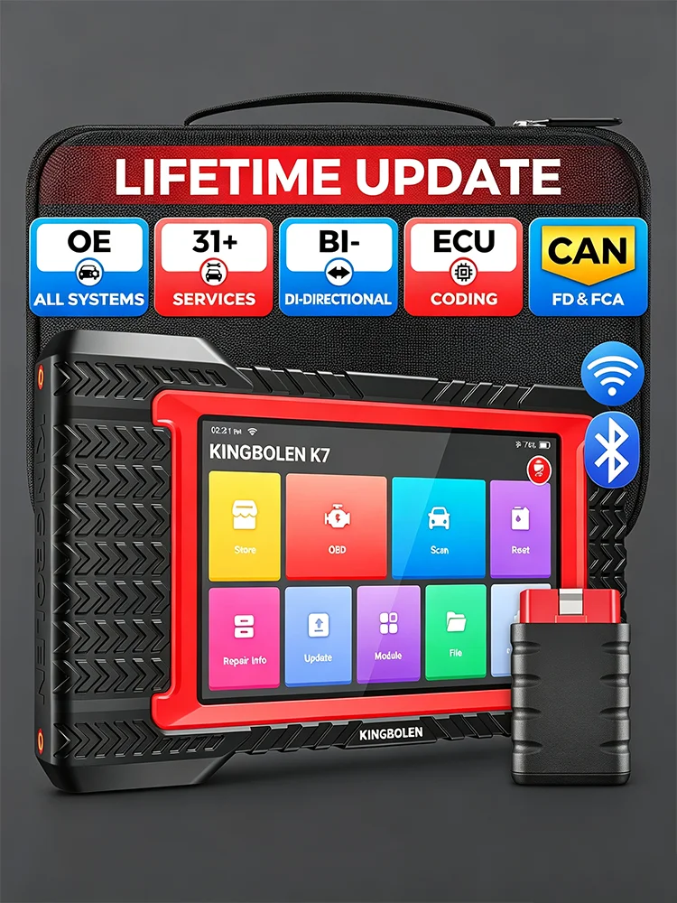 [Lebenslange kostenlose Updates KINGBOLEN K7 CANFD Global Version] 7-Zoll-Diagnosegerät für erweiterte Steuergerätecodierung, aktiver Test, 28 Resets, deutsche Fahrzeuge, automatische VIN-Prüfung,