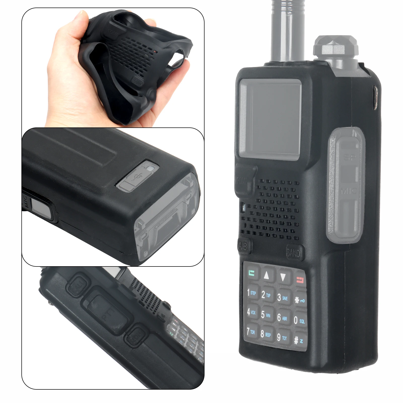 Baofeng UV-5RH PRO MAX Walkie Talkie Protective Cover Rubber Soft Case Pouch Balck For UV-5RM AR-5RM UV 5RM 5RH Ham Radio Bag