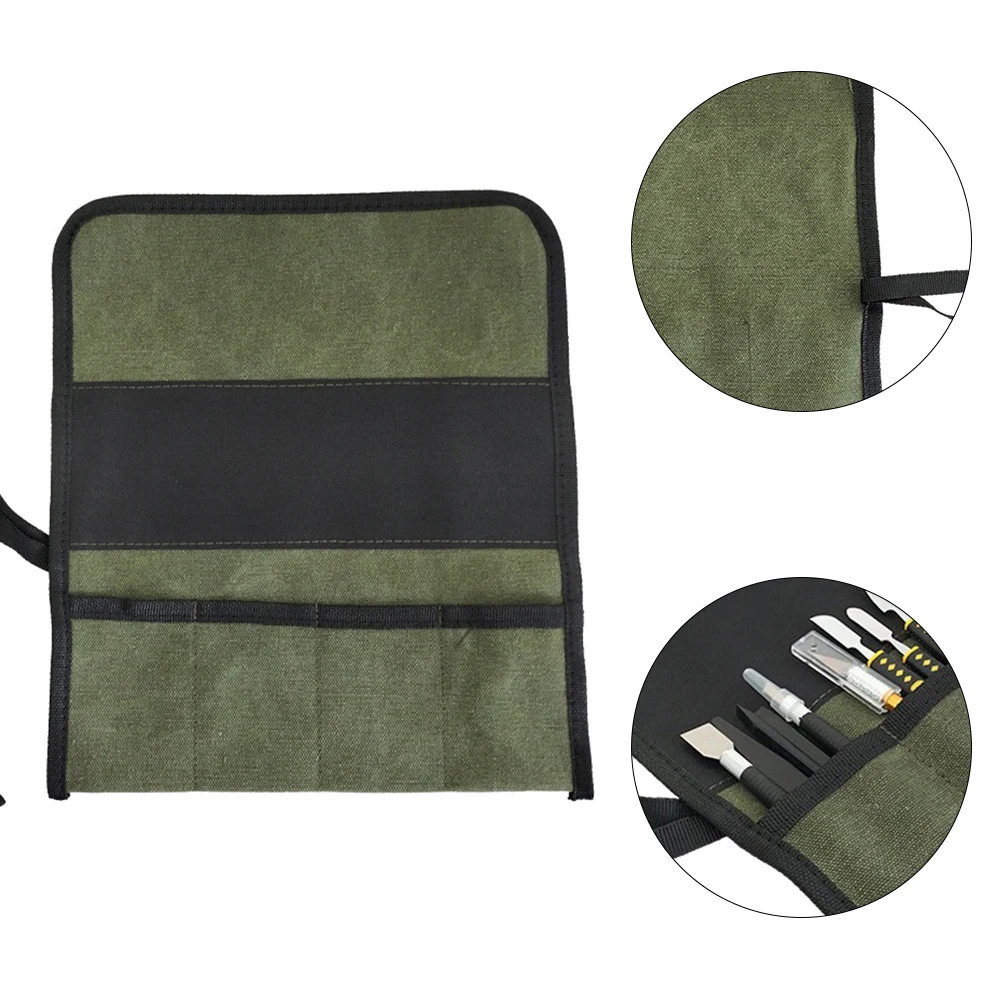 Imagem -03 - Oxford Canvas Roll up Tool Bolsa Vários Bolsos Wrench Pouch Estojo de Armazenamento Kits de Ferramentas Chaves de Fenda Brocas Multi-purpose 1pc