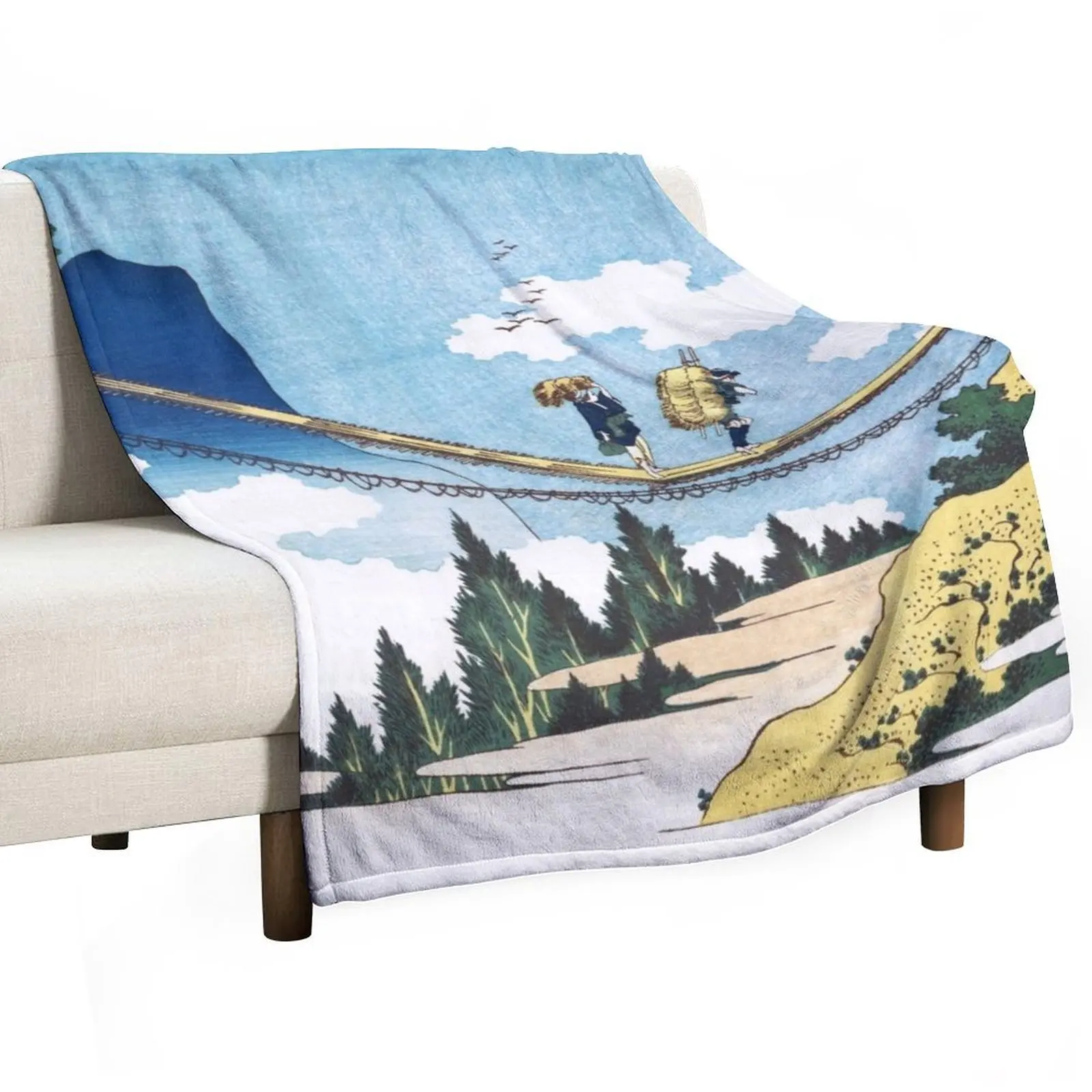 

The Suspension Bridge on the Border of Hida and Etchu Provinces Throw Blanket Sleeping Bag Soft Flannel Blankets