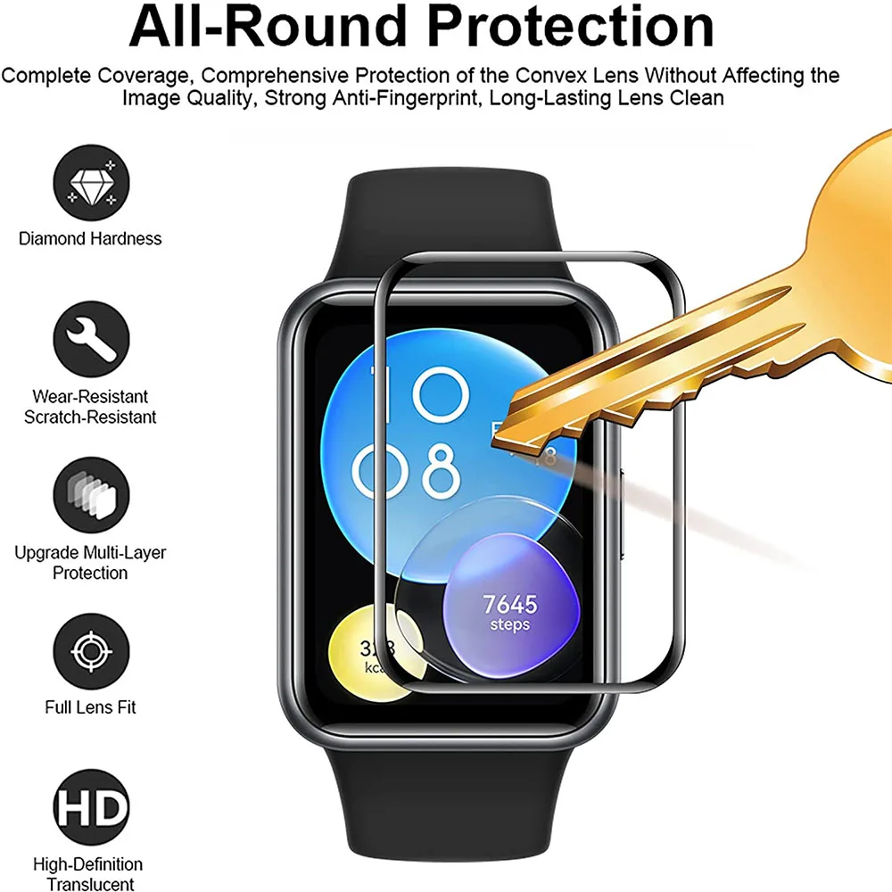2PCS โค้งป้องกันกระจกสำหรับ Huawei นาฬิกา Fit 2หน้าจอป้องกันฟิล์ม Huawei นาฬิกา Fit Smartwatch อุปกรณ์เสริม