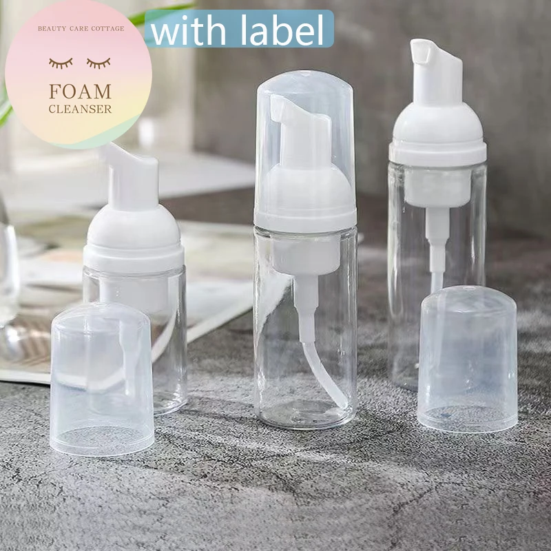 

50Pcs 60ML/30ML Foam Dispenser Bottle Plastic Refillable Mini Foam Bottle Foaming Soap Dispenser Pump Bottles with 12pcs label