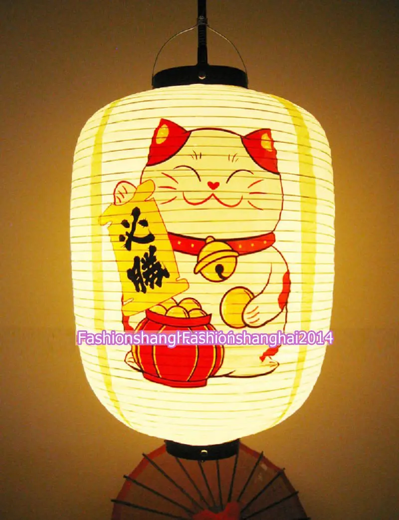 Japanese PVC Waterproof Lantern Lucky cat Hanging Good Fortune 30x42CM Cuisine Shop Restaurant Decoration Outdoor