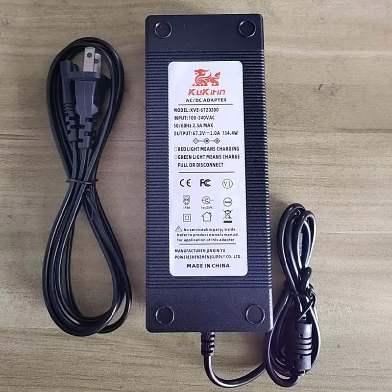 67.2V 2.0A Charger for KuKirin G4 Scooter, DC2.1 Power Adapter, EU Plug, Electric Scooter Battery Charger