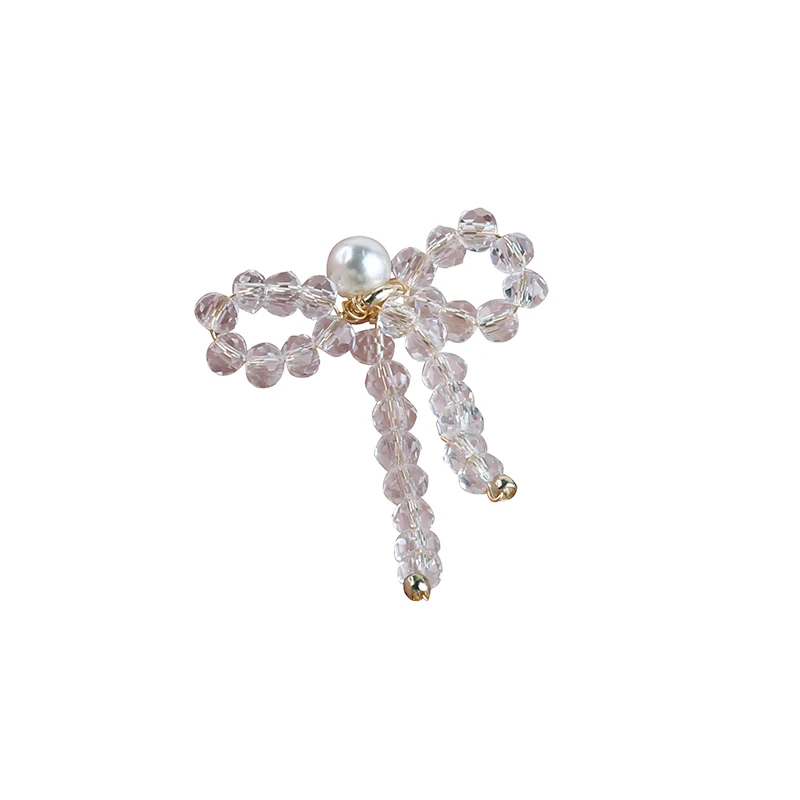 1pcs Crystal Beads Copper Wire Winding Line Pearl Bow Pendant Diy Handmade Ear Jewelry Necklace Accessories Keychain Charms