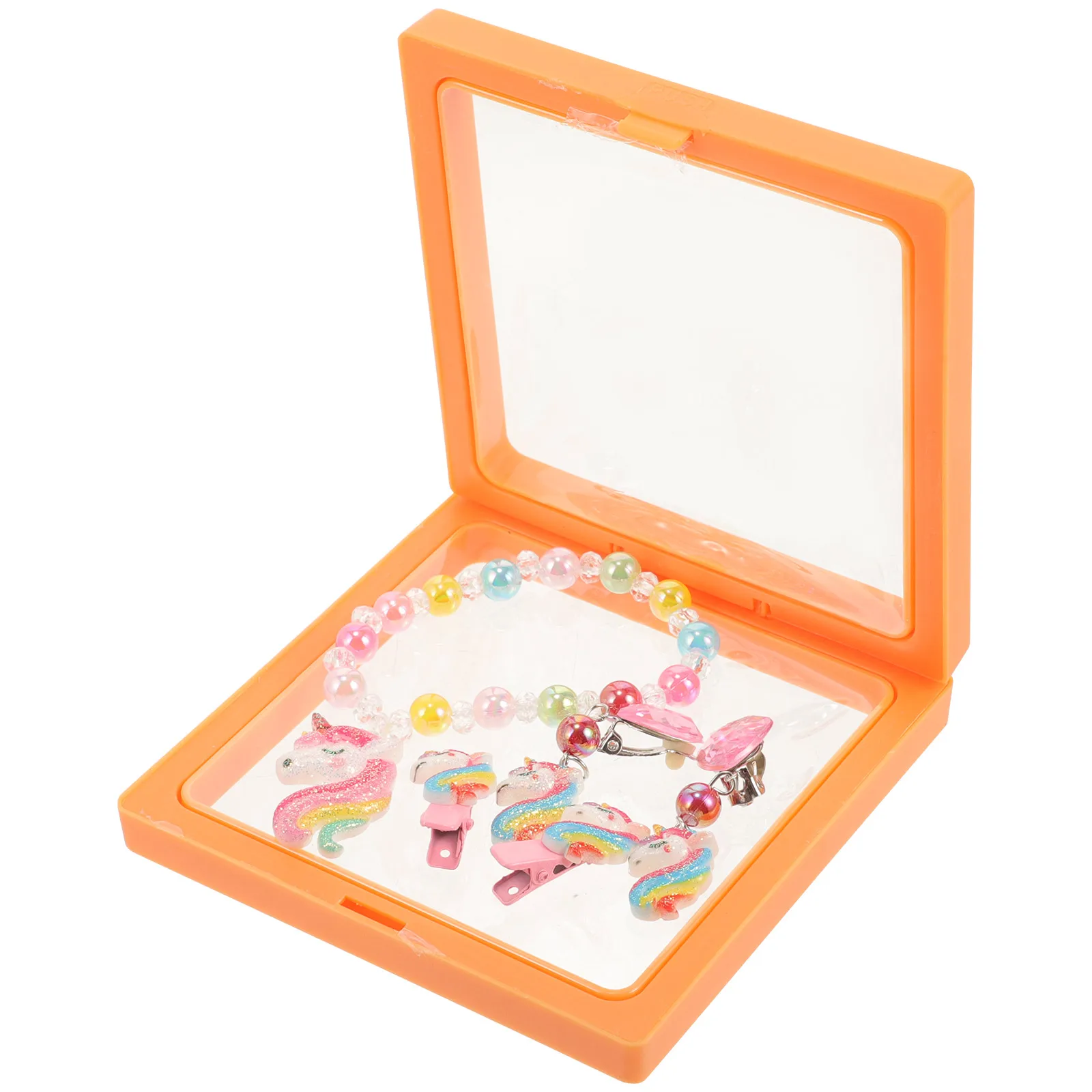 

1 set Childrens Unicorn Jewelry Set Earrings Bracelets Ear Clips Girls Safe Comfortable Party Birthday Accessories Gift Box
