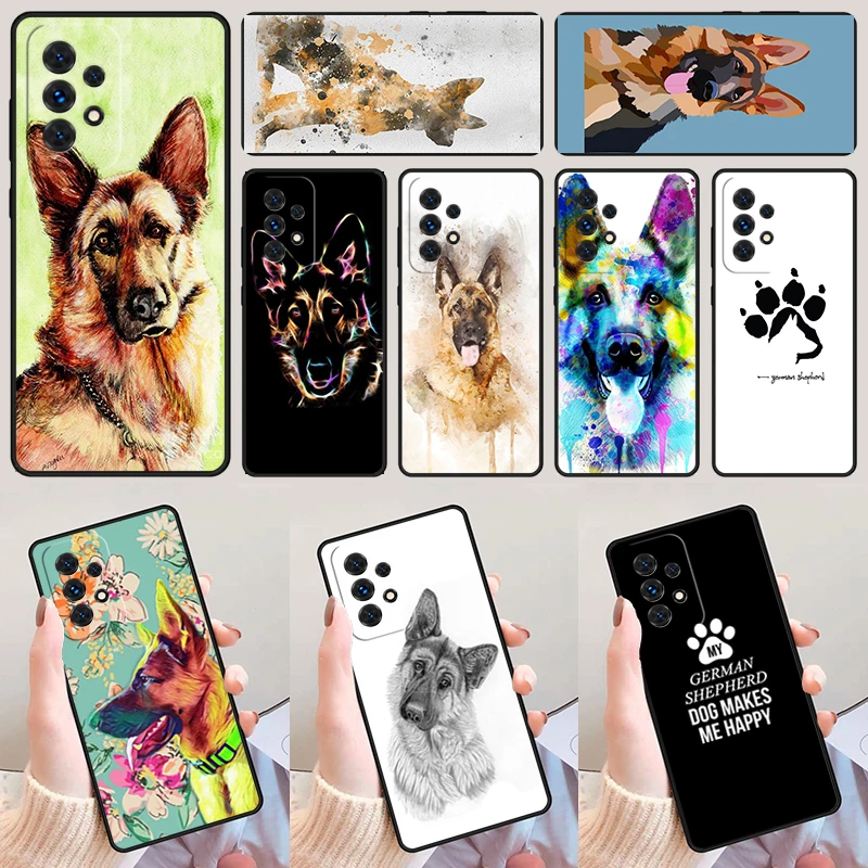 Cartoon German Shepherd Dog phone case For Samsung Galaxy A42 A31 A40 A51 A71 A32 A80 A91 A52 A72 A20 A21S A50 A70 A11 A12 Cover