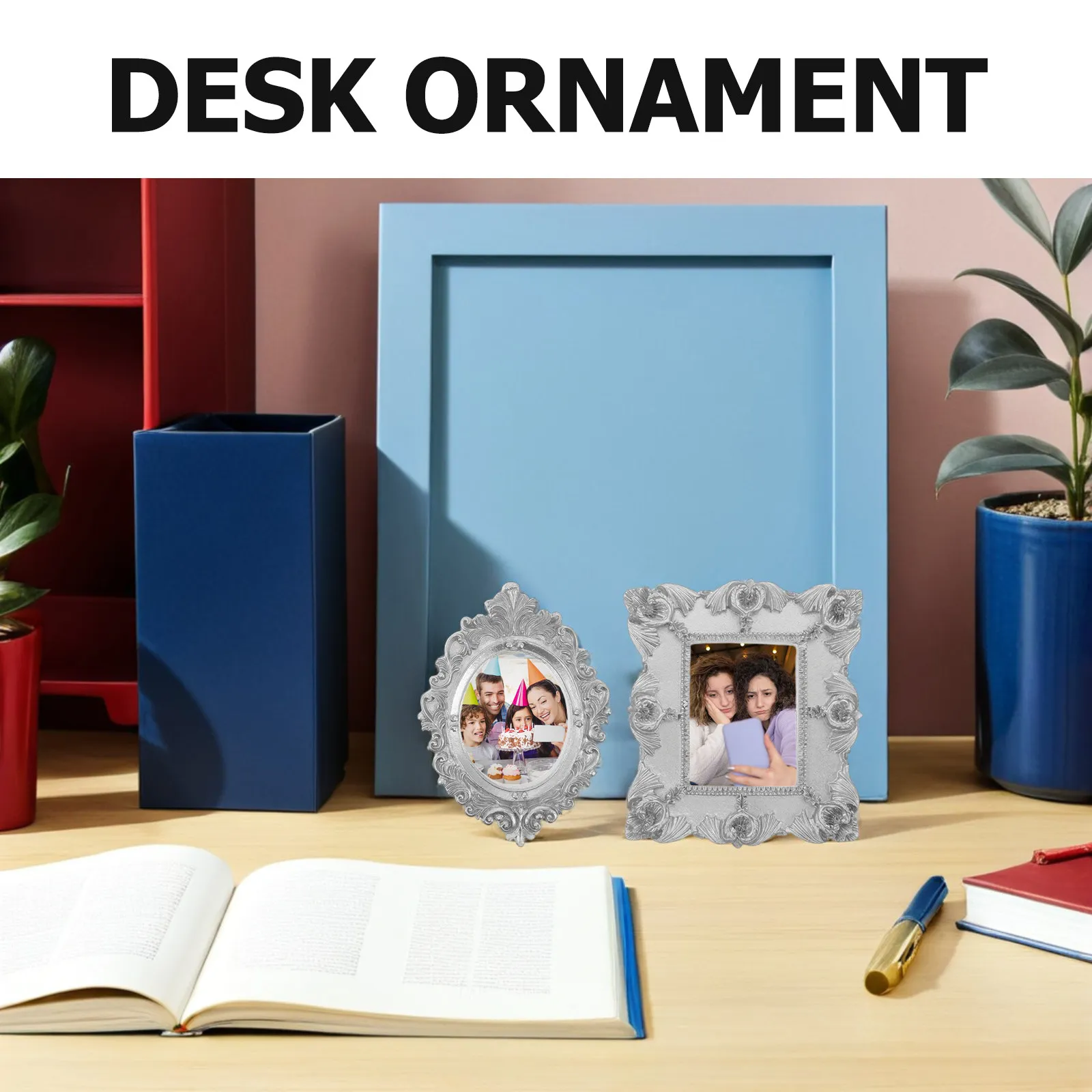 4pcs Mini Vintage Resin Photo Frames Set – Baroque Style Tabletop Picture Holders for Photobooth, Party & DIY Decor